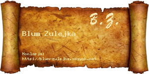 Blum Zulejka névjegykártya